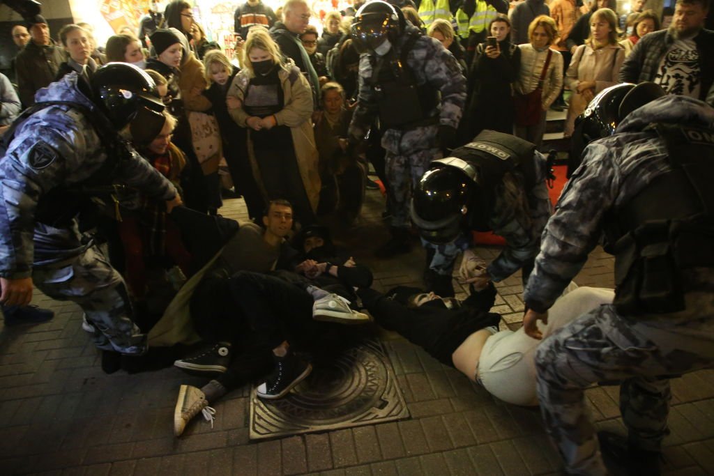 Несанкционированный антивоенный митинг. Москва, 21 сентября 2022 г. Фото: Getty Images