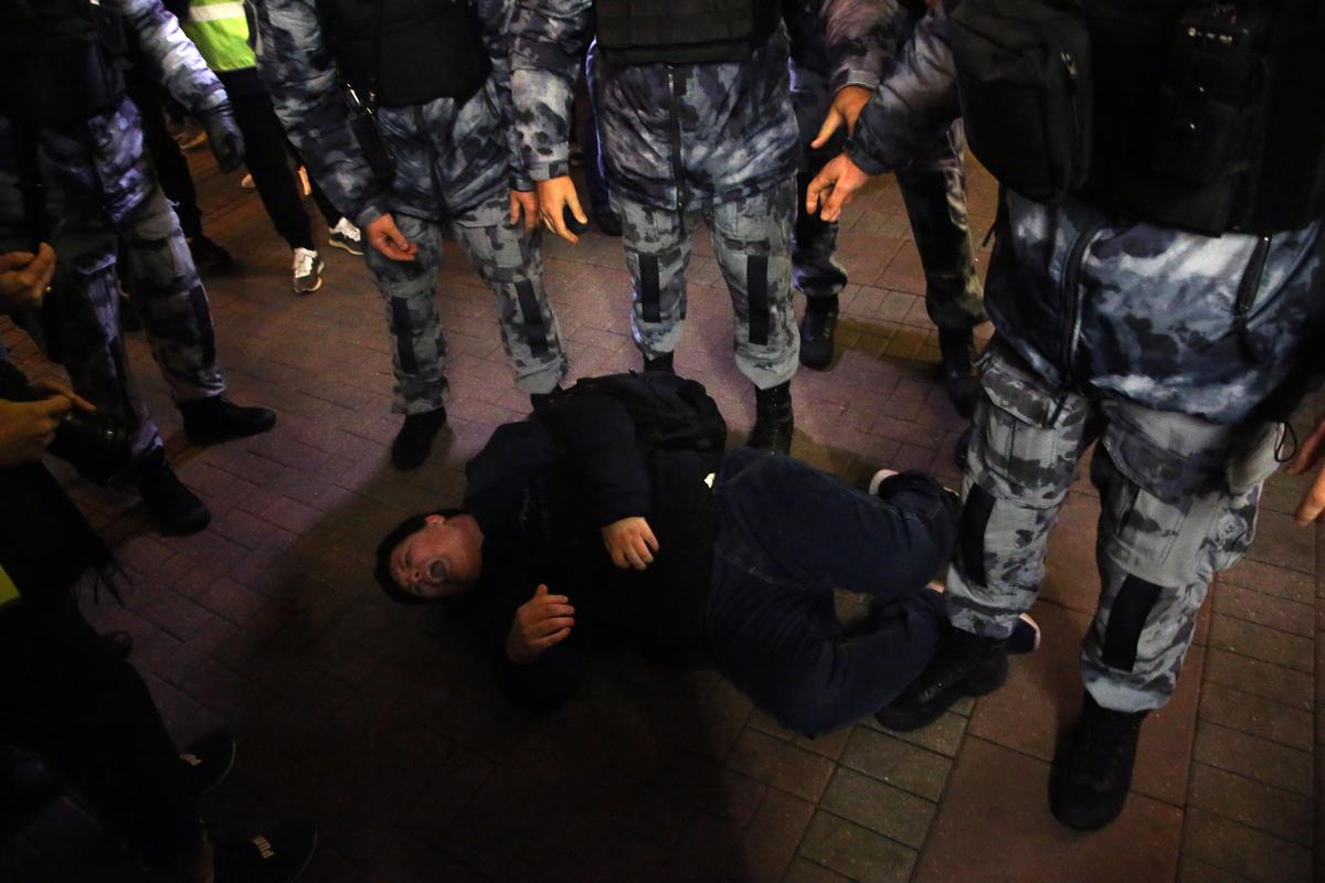 Несанкционированный антивоенный митинг. Москва, 21 сентября 2022 г. Фото: Getty Images